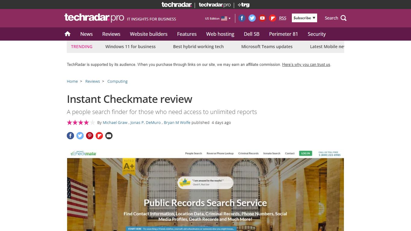 Instant Checkmate Review | TechRadar